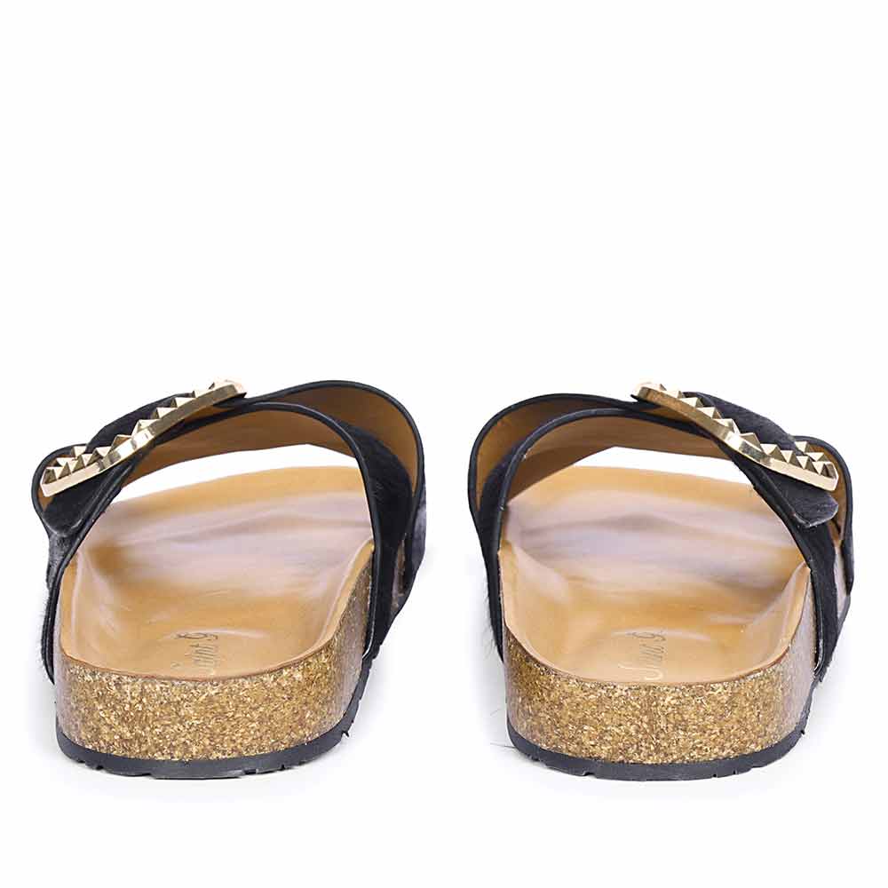 Saint Juno Black Pony Leather Sandals - Image 6