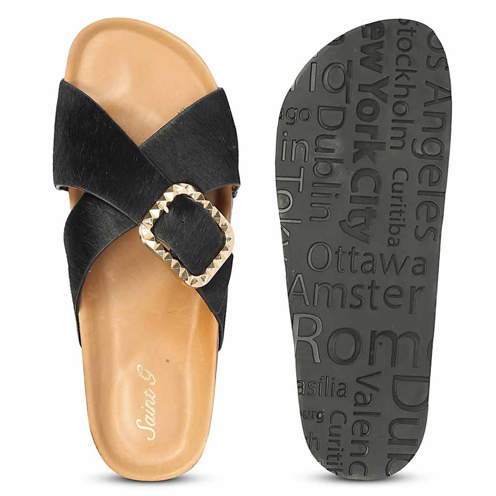 Saint Juno Black Pony Leather Sandals - Image 7