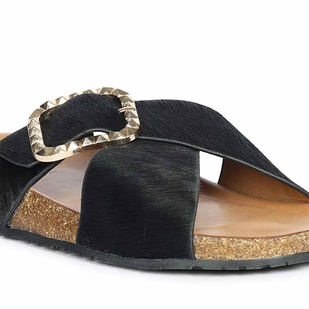 Saint Juno Black Pony Leather Sandals - Image 8