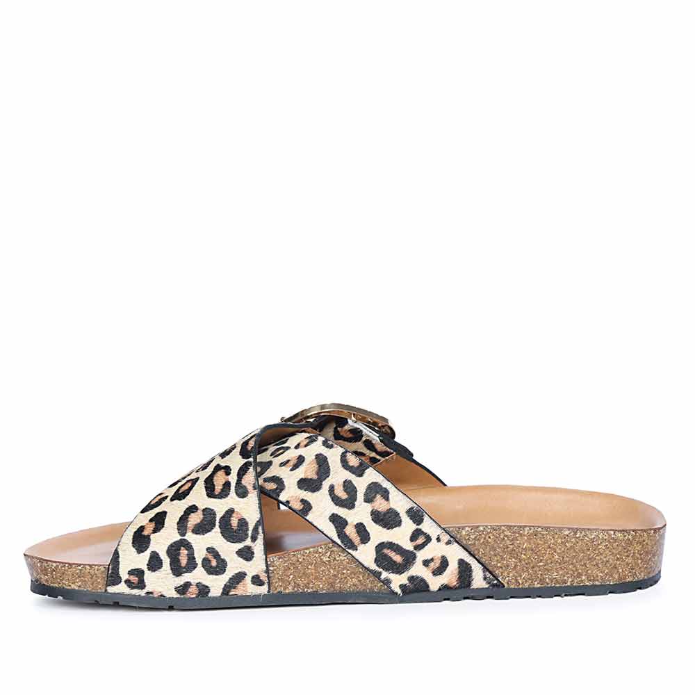 Saint Juno Leo Pony Print Leather Sandals - Image 3