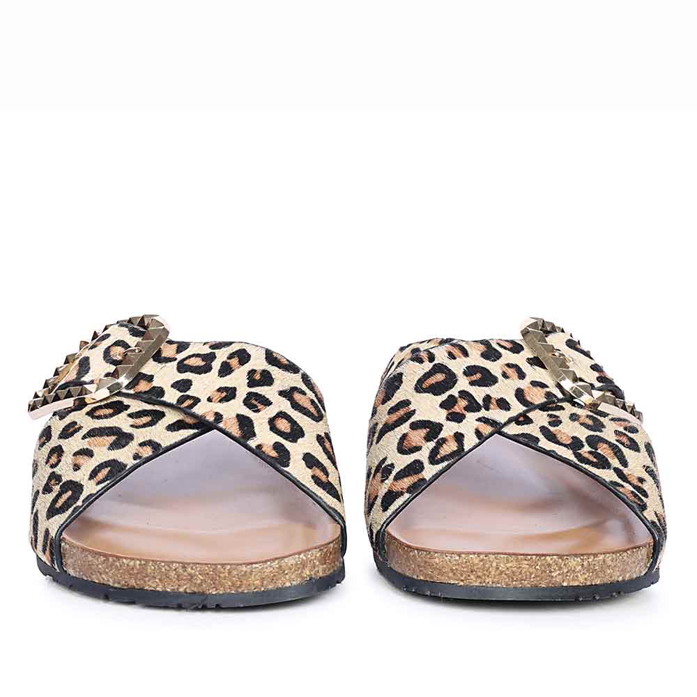 Saint Juno Leo Pony Print Leather Sandals - Image 4