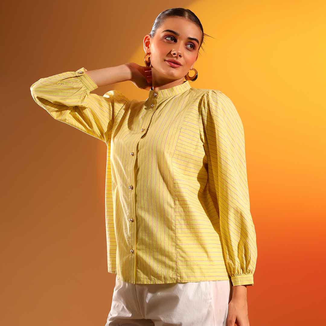 Saint Womens Amber Stripe Cotton Shirt - Image 4