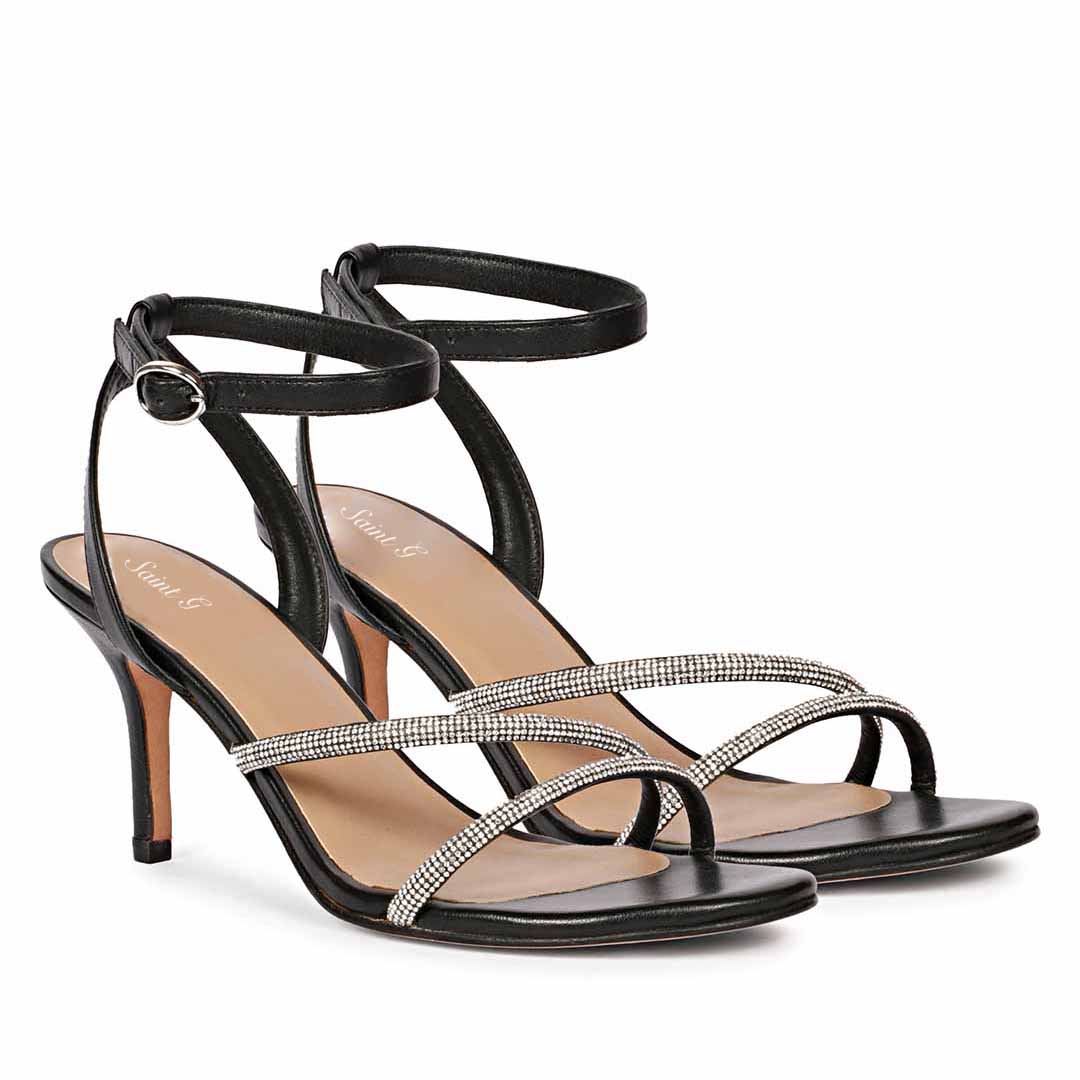 Saint Katie Silver Strass Adorned Black Stilettos - Image 3
