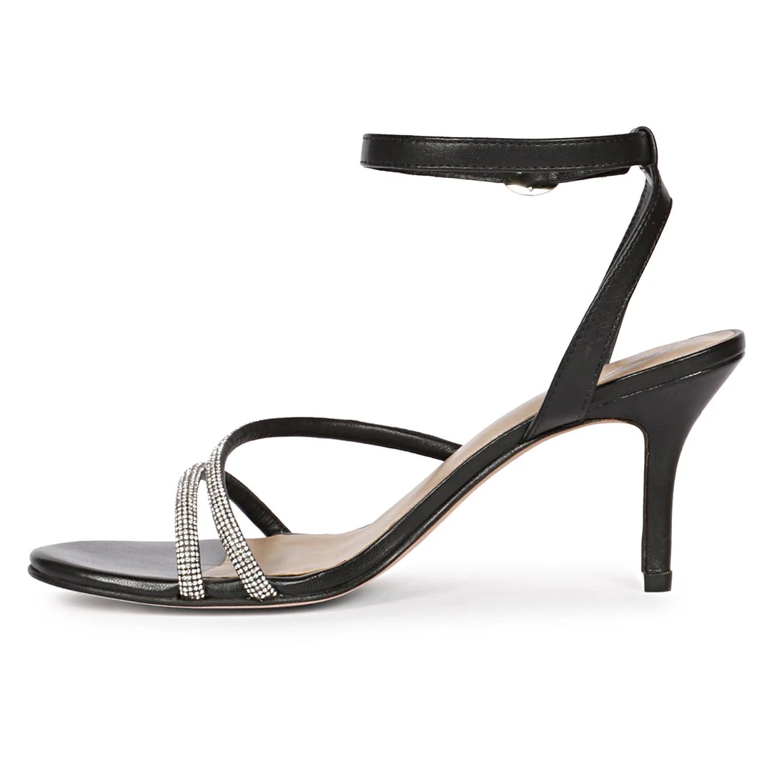 Saint Katie Silver Strass Adorned Black Stilettos - Image 4