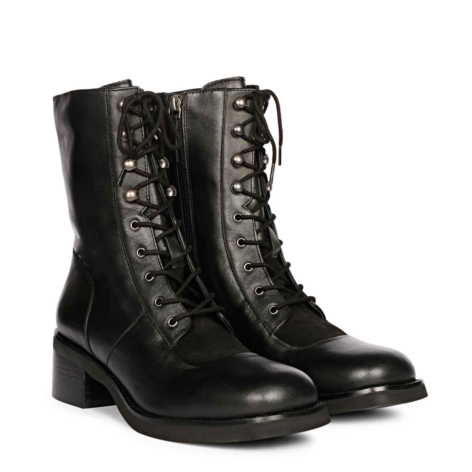 Saint Kayla Black Leather Lace Up High Ankle Boots - Image 3