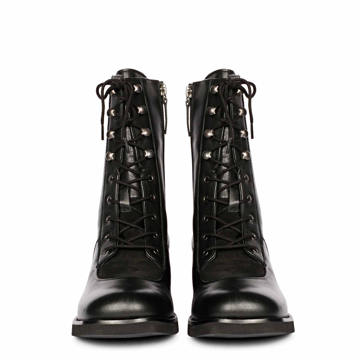 Saint Kayla Black Leather Lace Up High Ankle Boots - Image 5