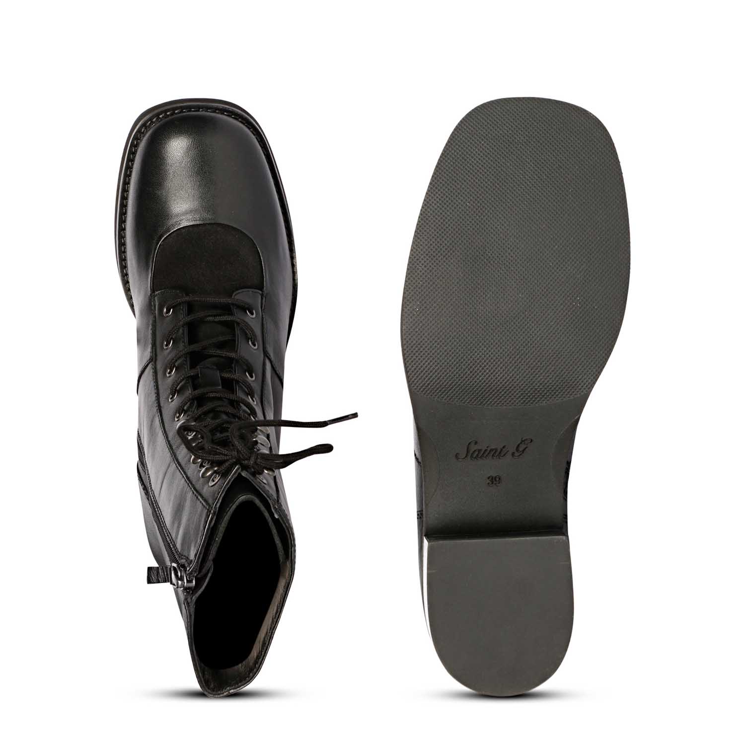Saint Kayla Black Leather Lace Up High Ankle Boots - Image 7