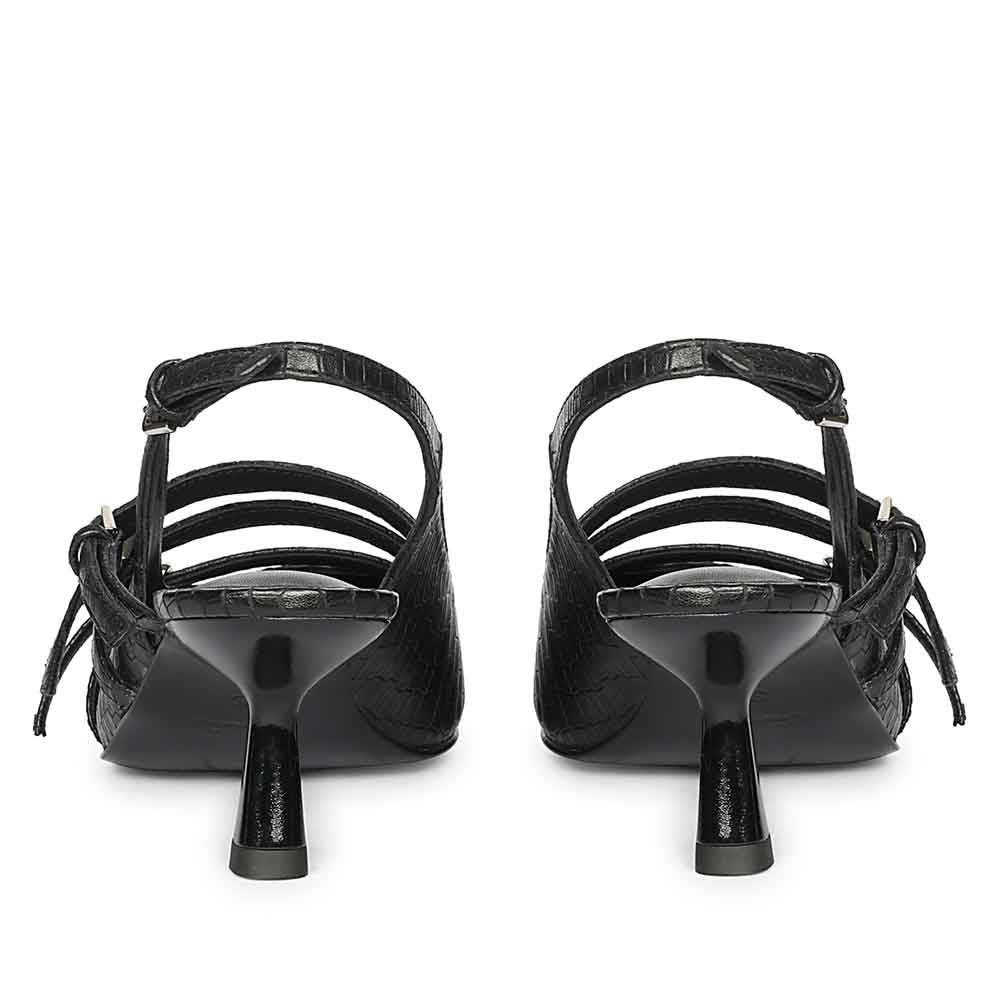 Saint Kayla Buckle Straps Black Croc Embossed Leather Pumps - Image 6