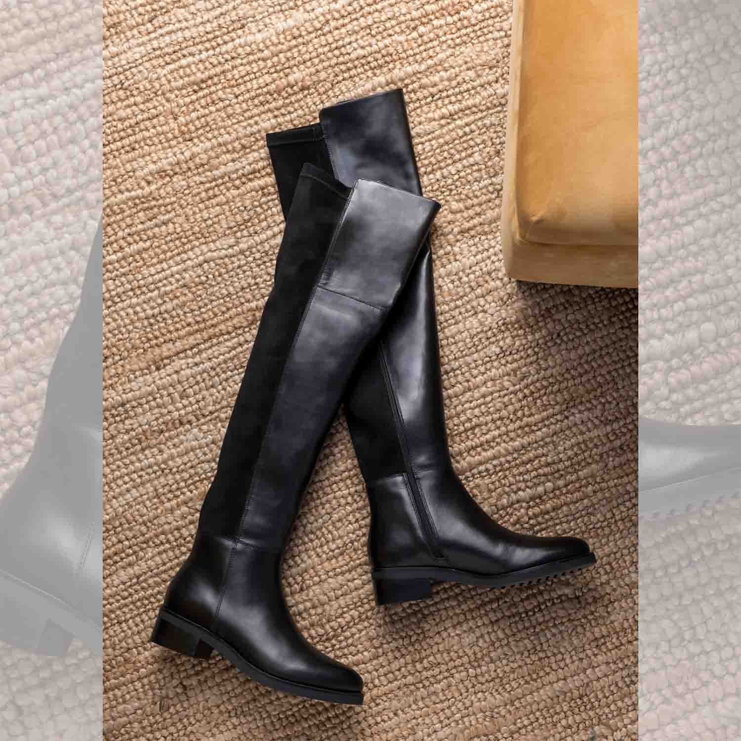Saint Kayleigh Black Leather Above The Knee Boots - Image 3