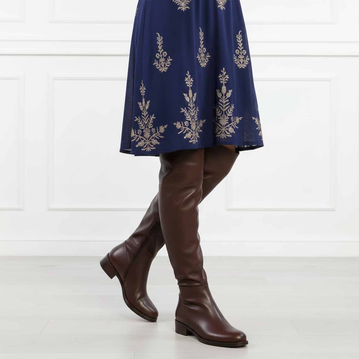 Saint Kayleigh Brown Leather Above The Knee Boots - Image 2