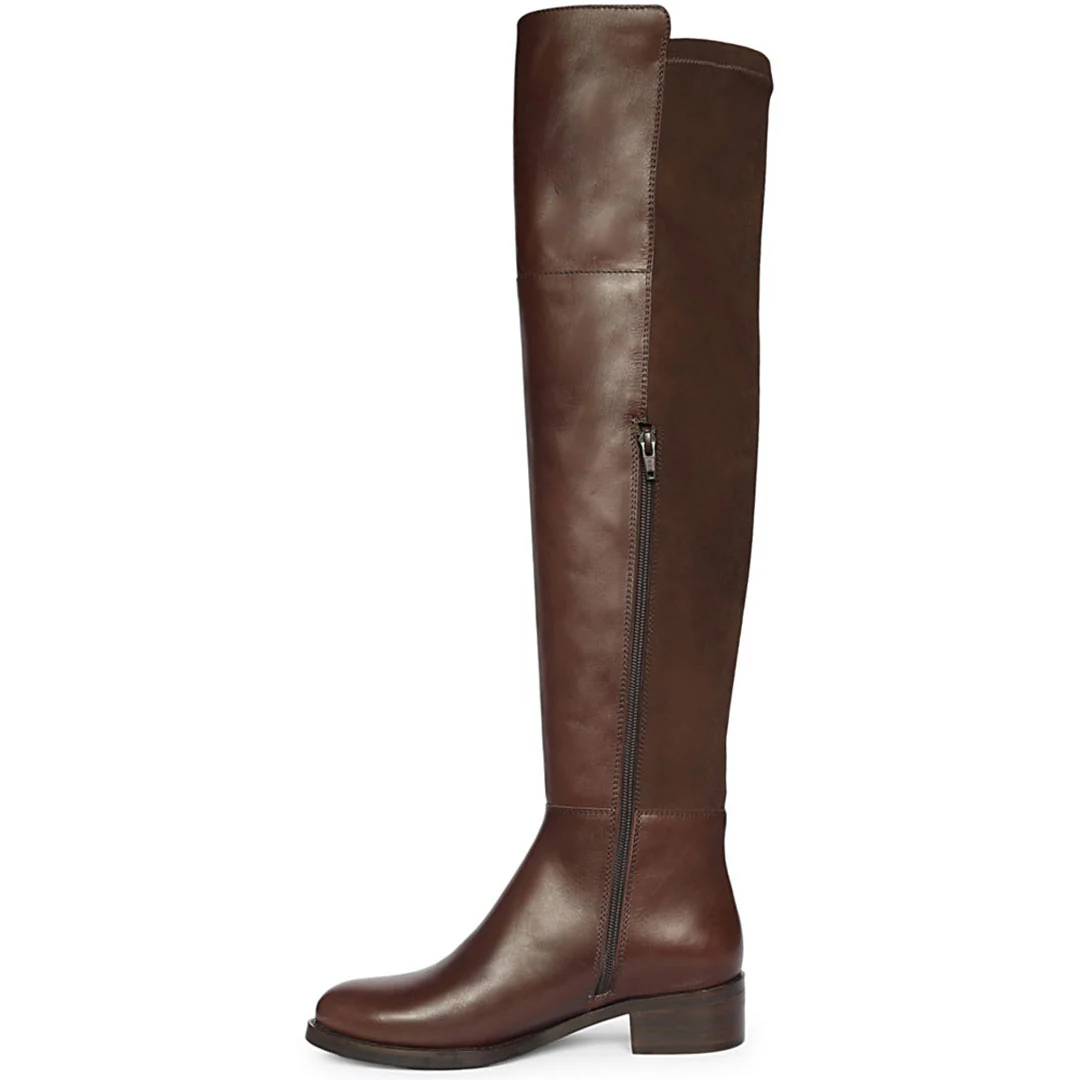 Saint Kayleigh Brown Leather Above The Knee Boots - Image 4