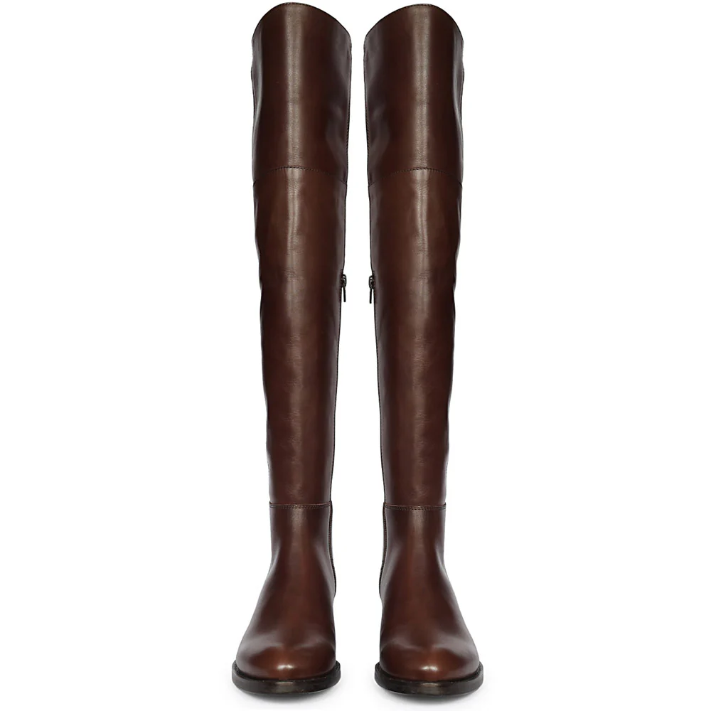 Saint Kayleigh Brown Leather Above The Knee Boots - Image 5