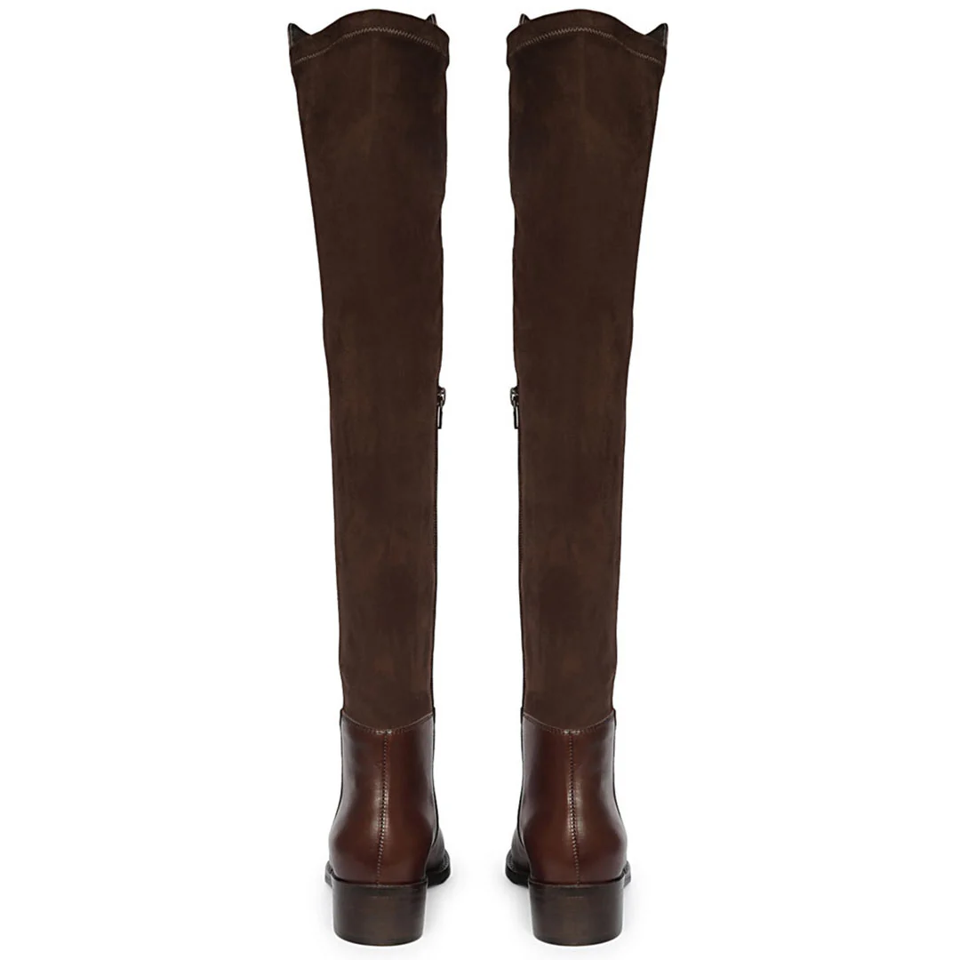 Saint Kayleigh Brown Leather Above The Knee Boots - Image 6