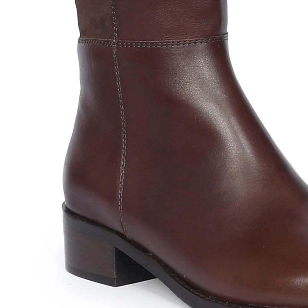Saint Kayleigh Brown Leather Above The Knee Boots - Image 8