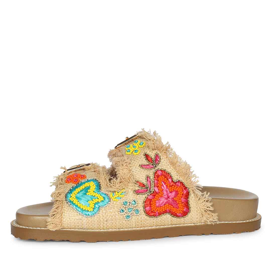 Saint Keisha Boho Fringe Embroidered Footbed Sandals - Image 3