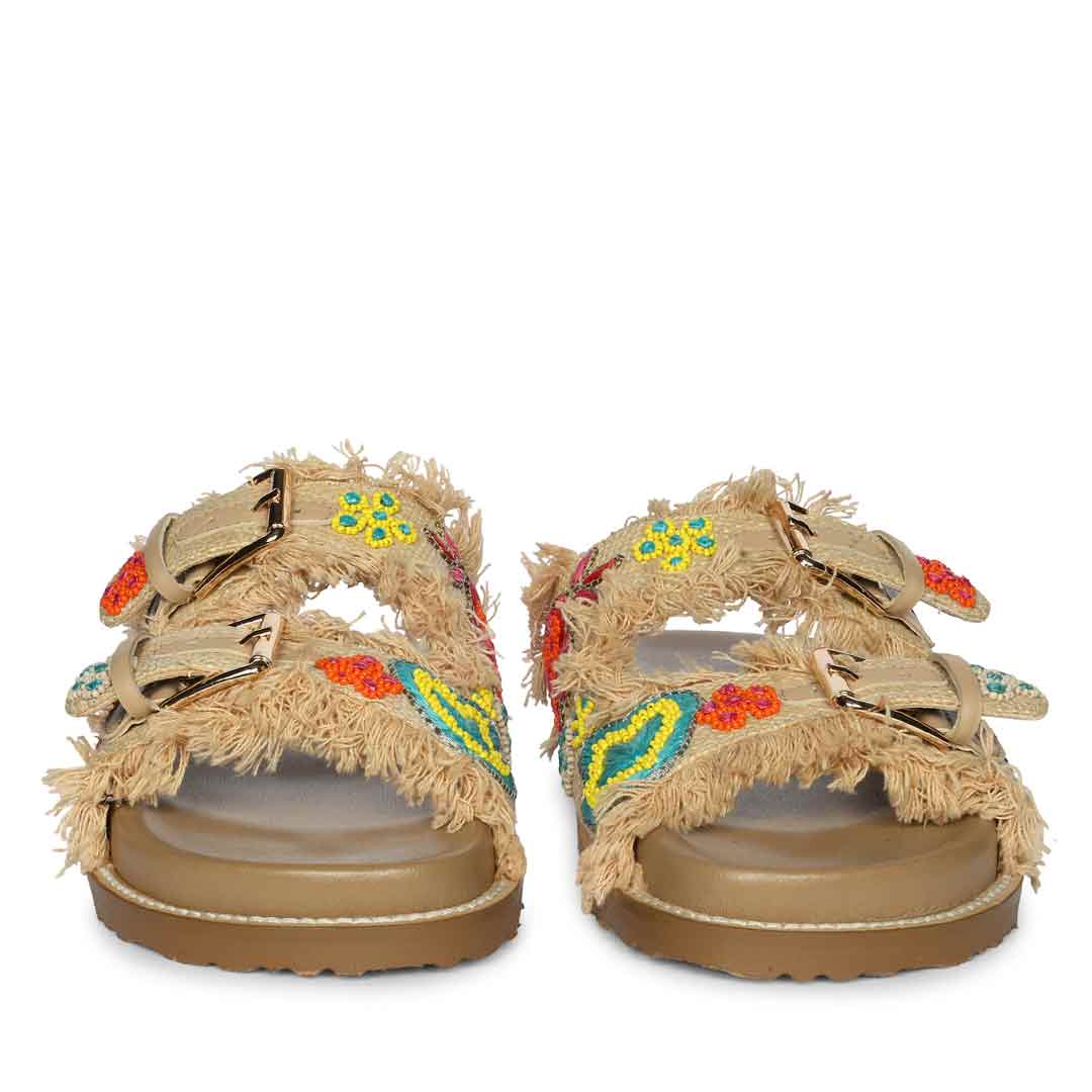 Saint Keisha Boho Fringe Embroidered Footbed Sandals - Image 4