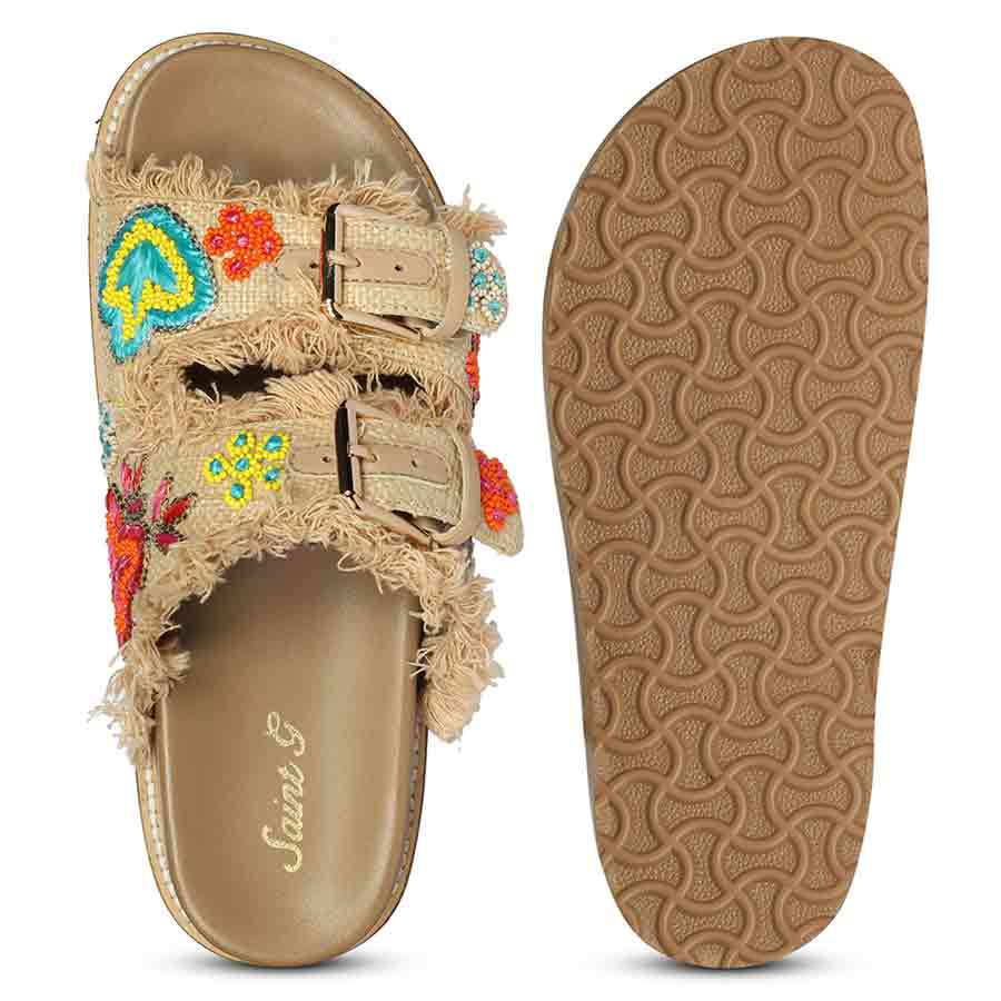 Saint Keisha Boho Fringe Embroidered Footbed Sandals - Image 6