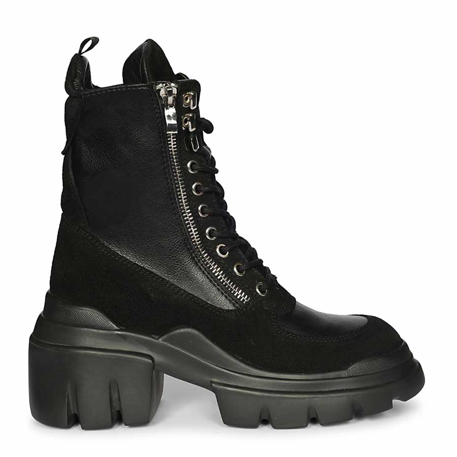 Saint Kendall Black Leather Lace Up High Ankle Boots