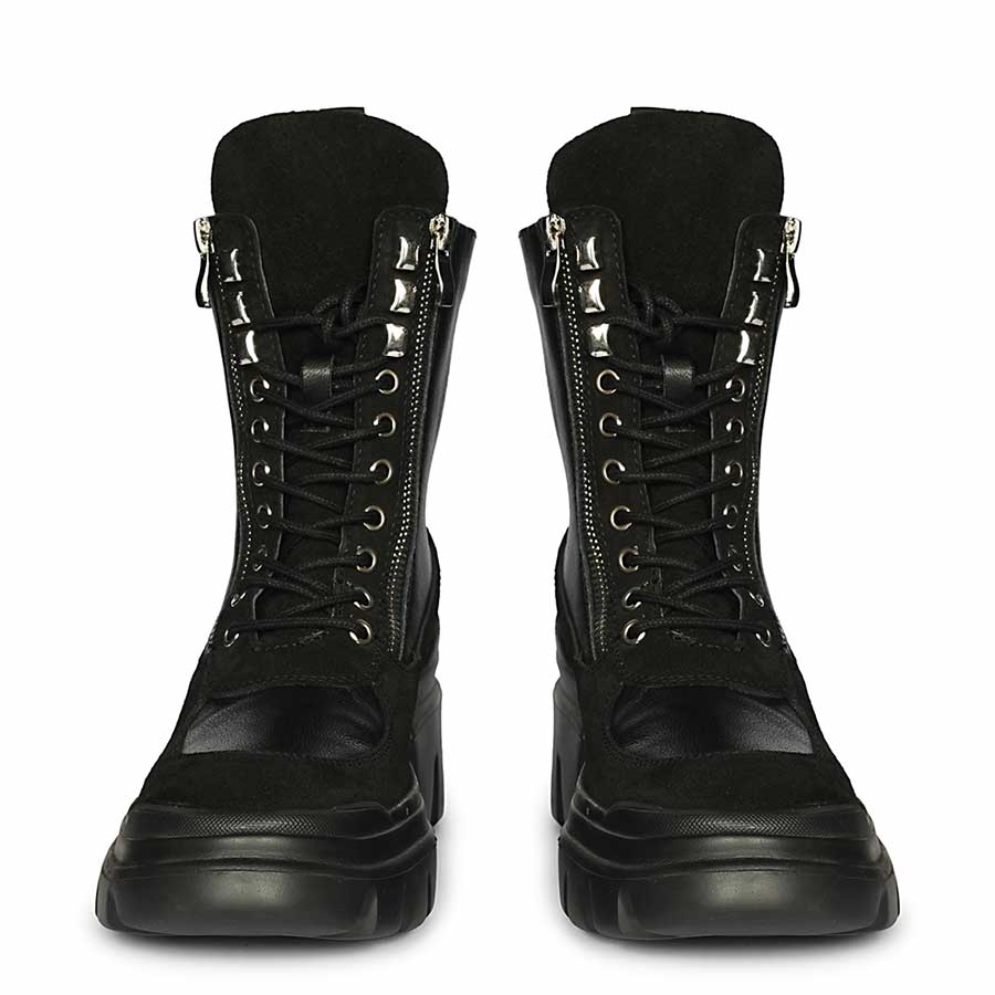 Saint Kendall Black Leather Lace Up High Ankle Boots - Image 5