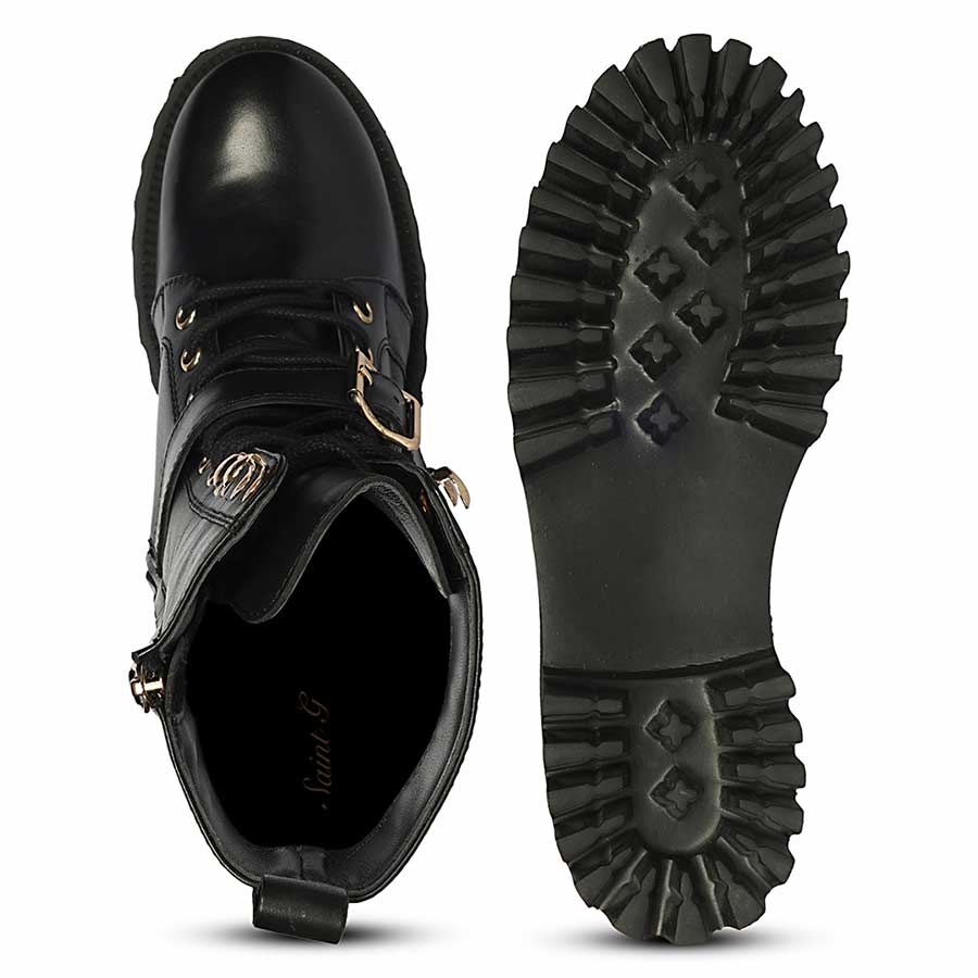 Saint Kendall Black Leather Lace Up High Ankle Boots - Image 8