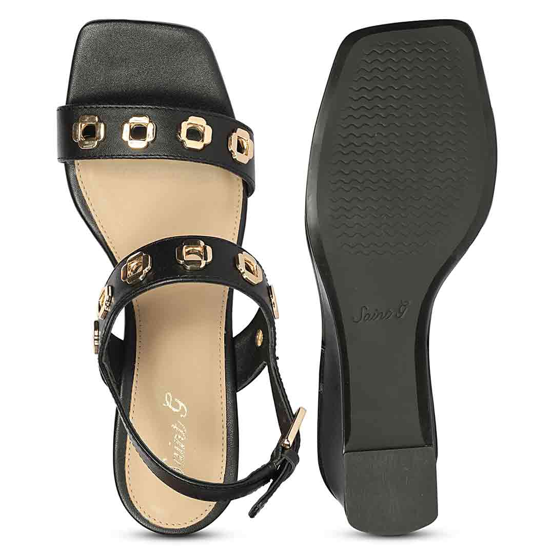 Saint Kendall Gold Eyelet  Black Wedge Heels - Image 6