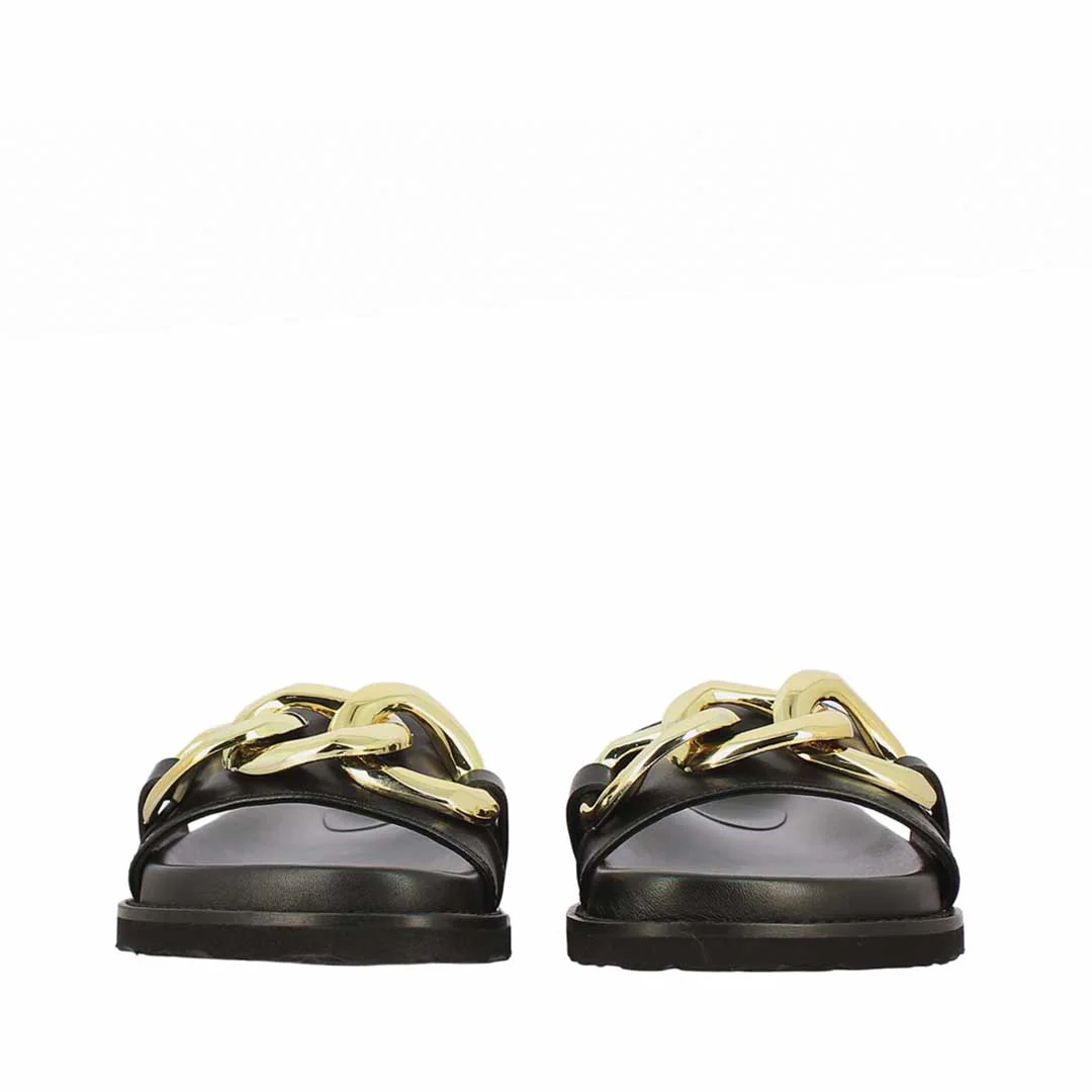 Saint Kiera Black Leather Flat Slides - Image 5