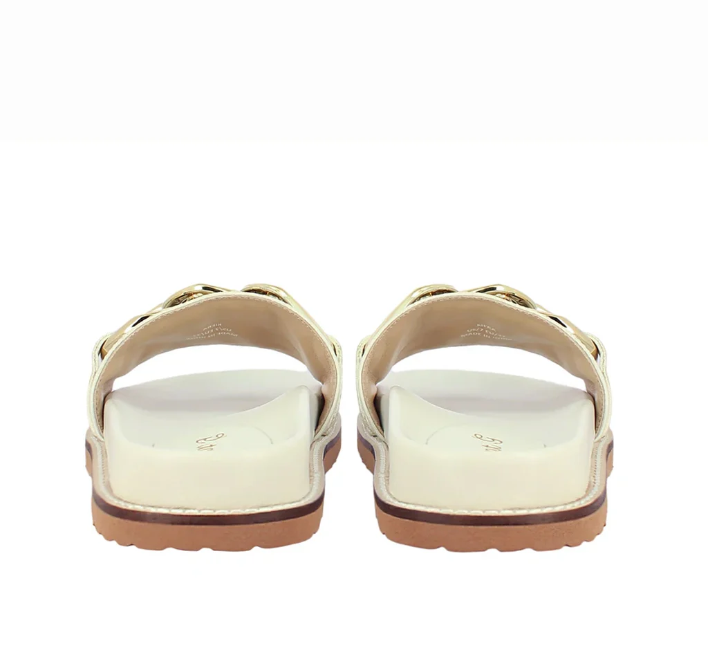 Saint Kiera Off White Leather Flat Slides - Image 6