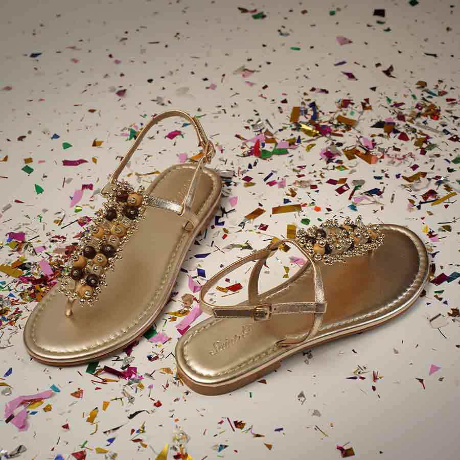 Saint Kierel Jeweled Platin Leather Flats - Image 2