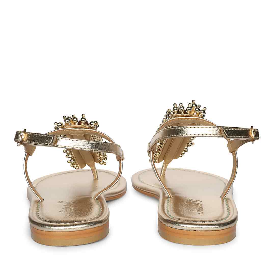 Saint Kierel Jeweled Platin Leather Flats - Image 6