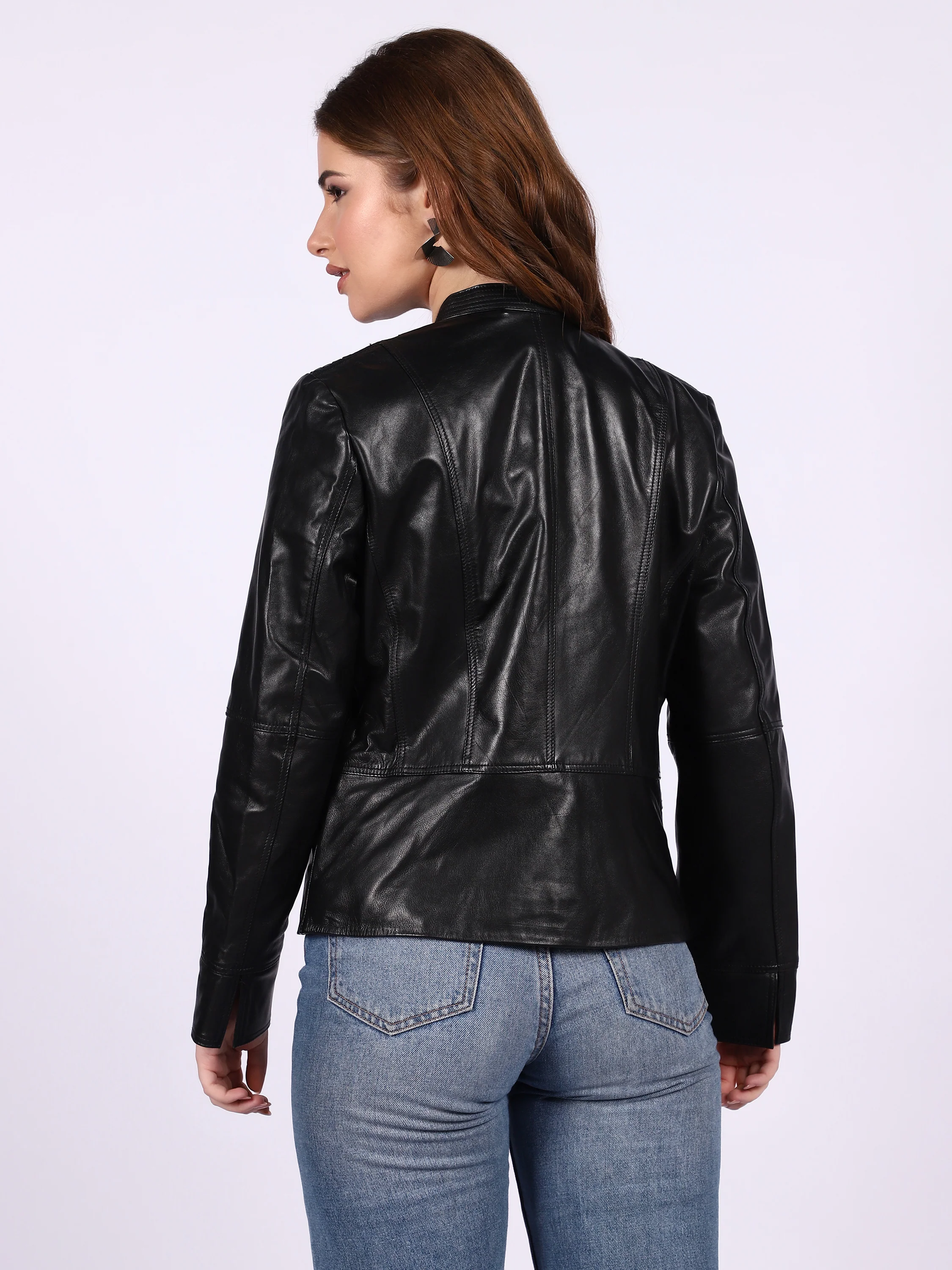 Saint Kinsley Women Black Leather Cafe Racer Jackets - Image 4