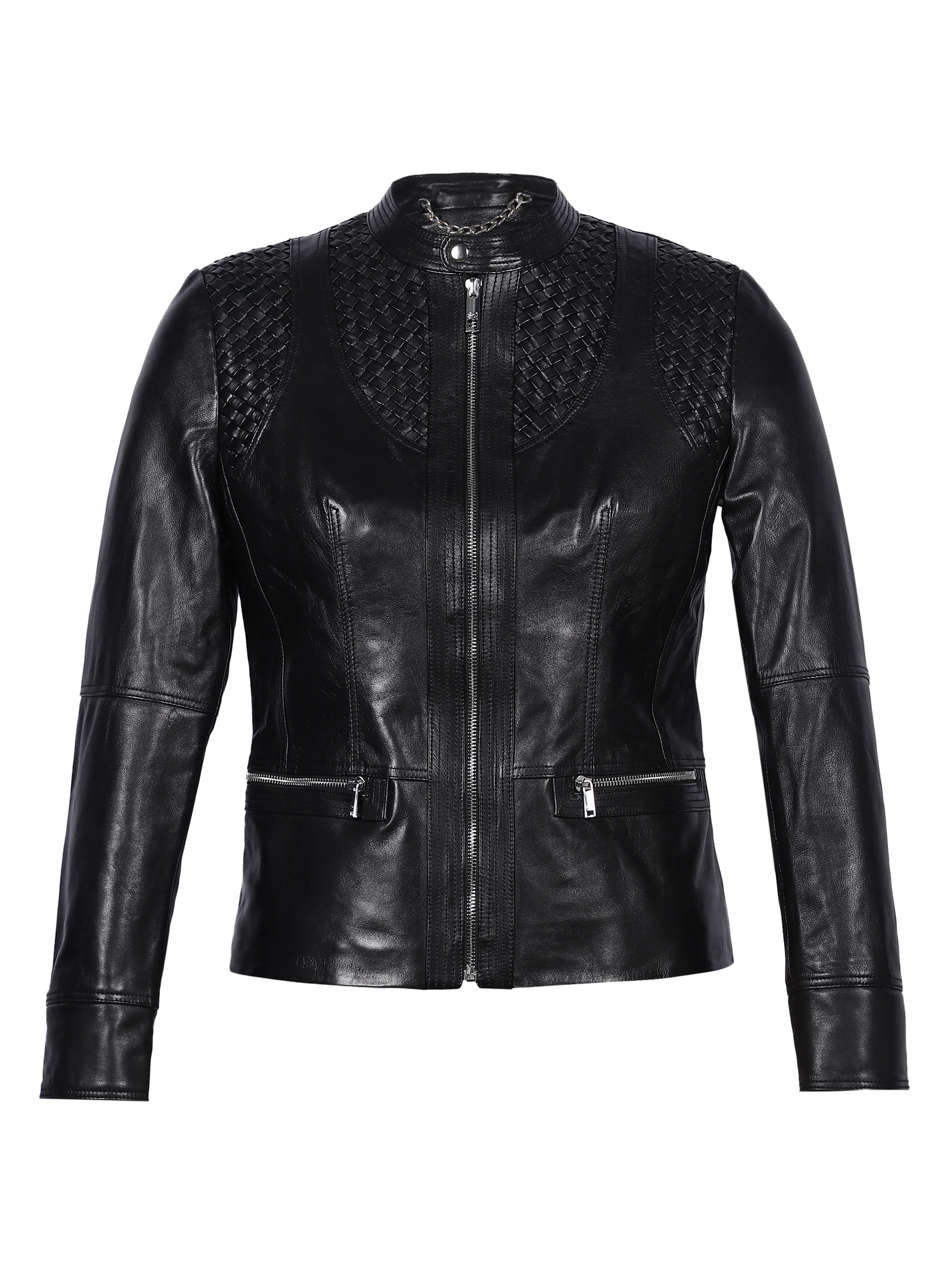 Saint Kinsley Women Black Leather Cafe Racer Jackets - Image 6