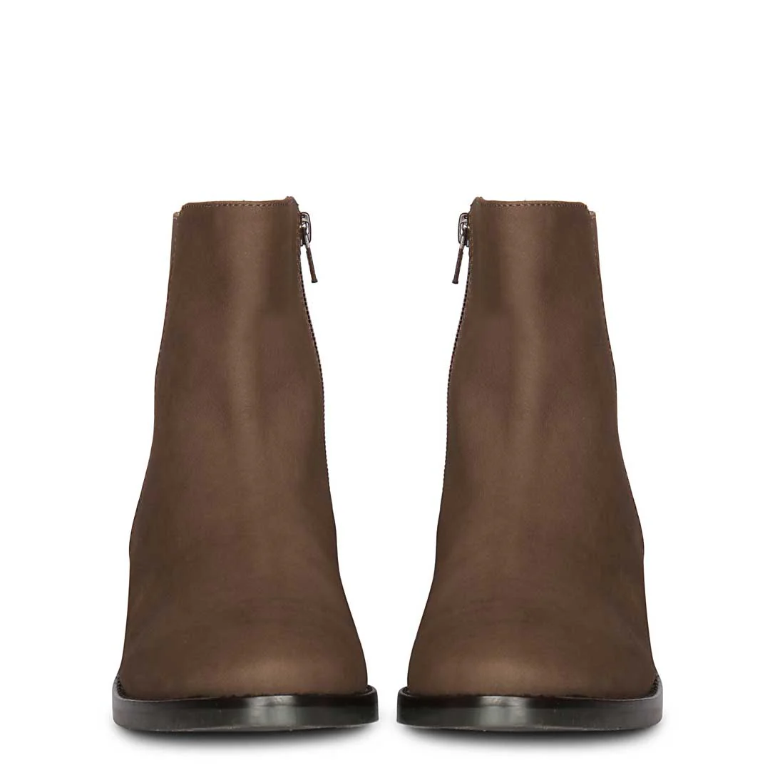 Laney Brown Leather Ankle Boots - Image 3