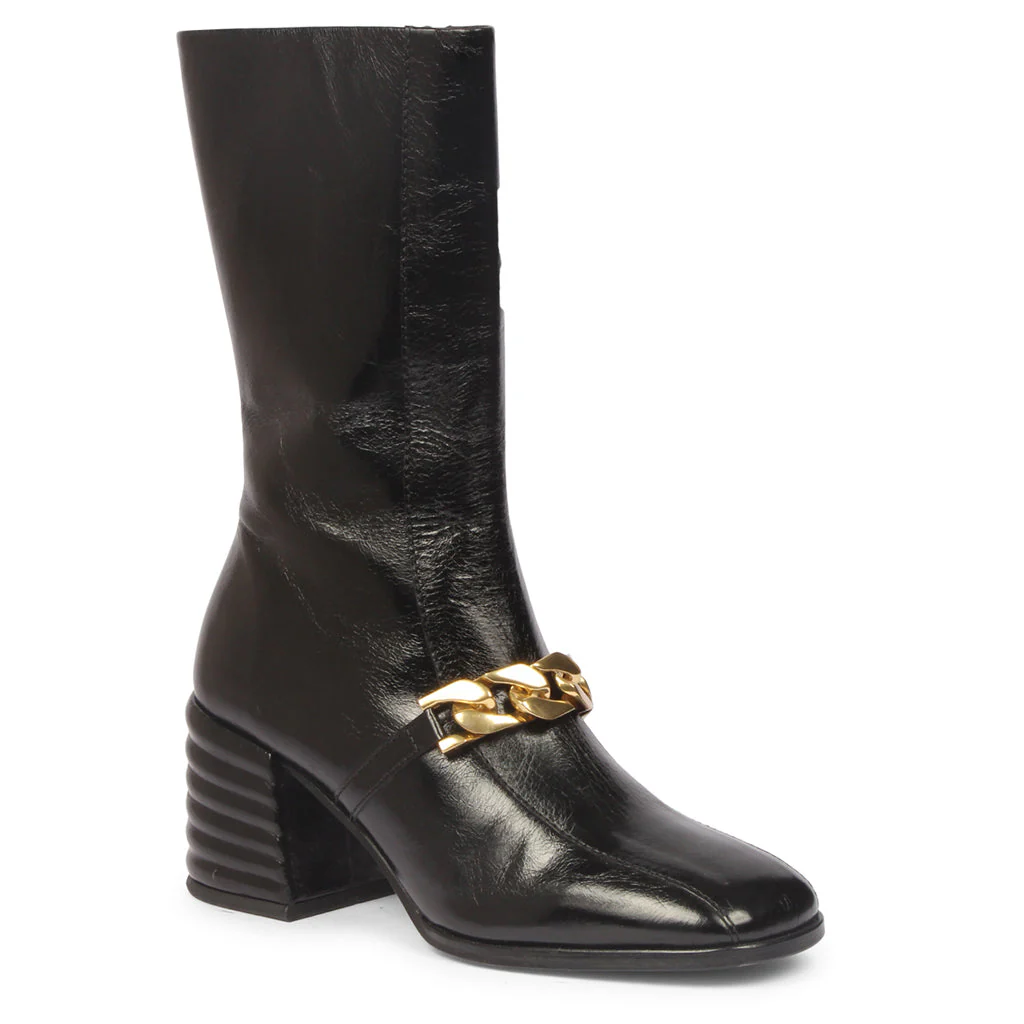 Saint Laoise Black Distressed Leather High Ankle Boots - Image 4