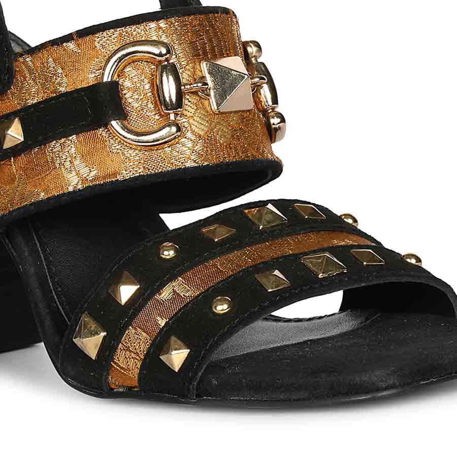 Saint Larisa Embellished Black Leather High Block Heels - Image 7
