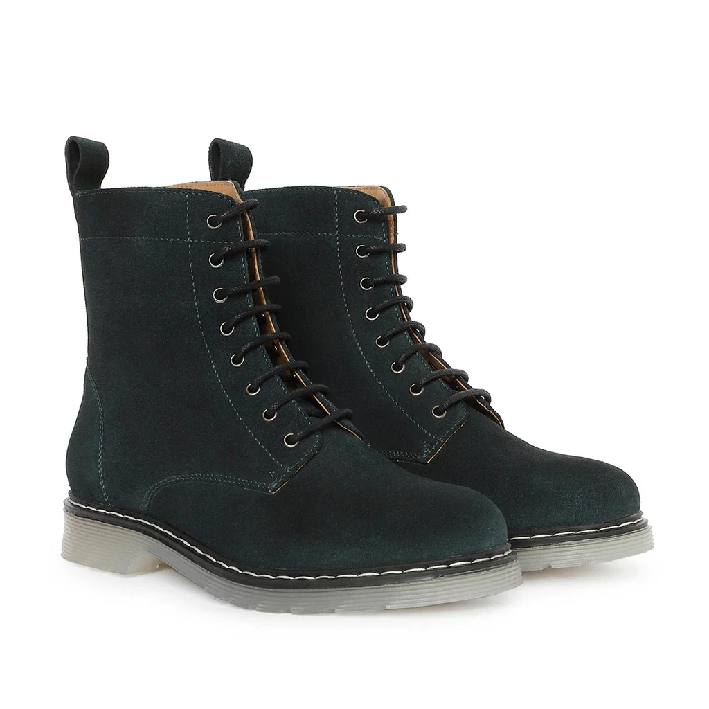 Saint Lauretta Green Suede Leather Lace-up Ankle Boots - Image 4