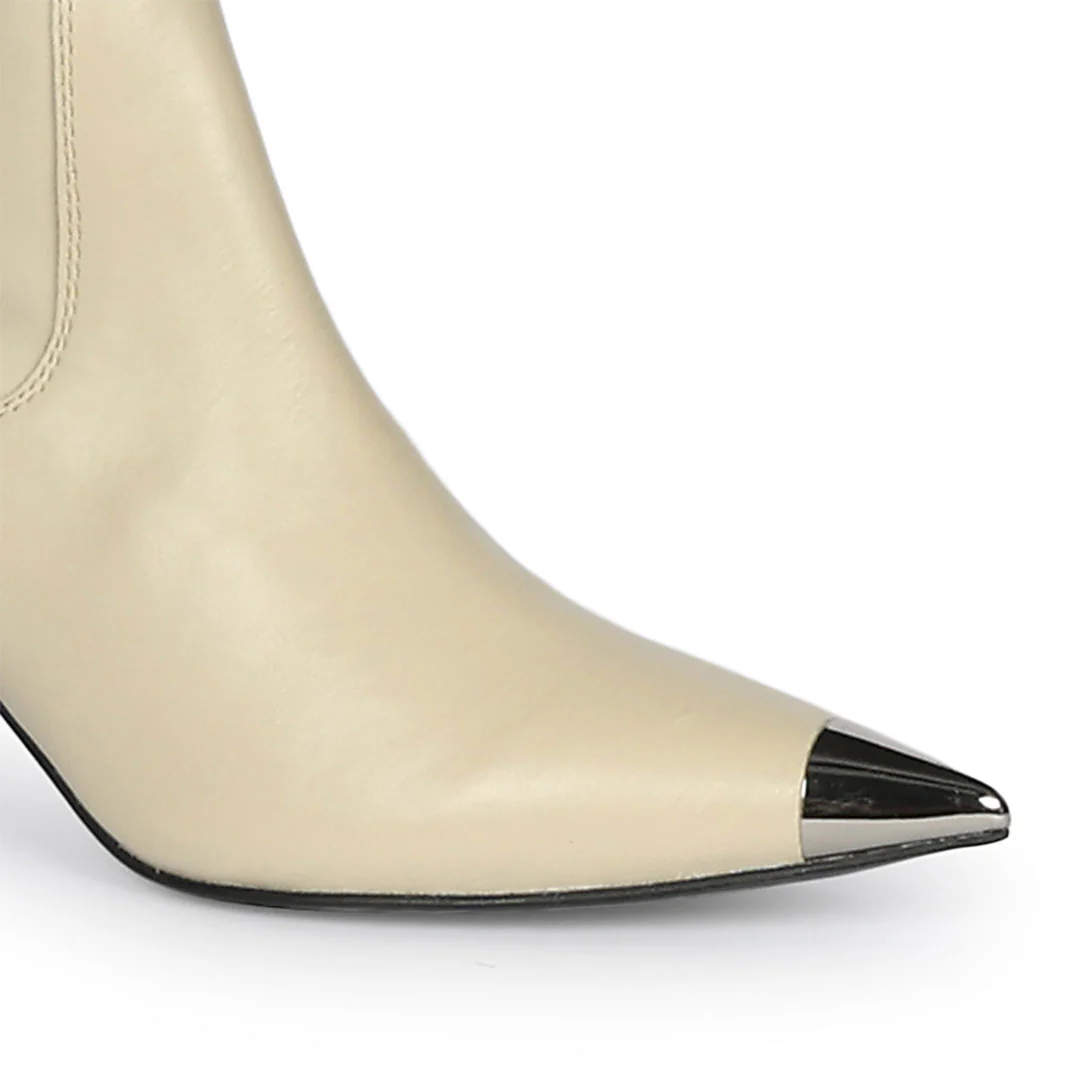 Saint Laurine Beige Stretch  Above The Knee Boots - Image 8