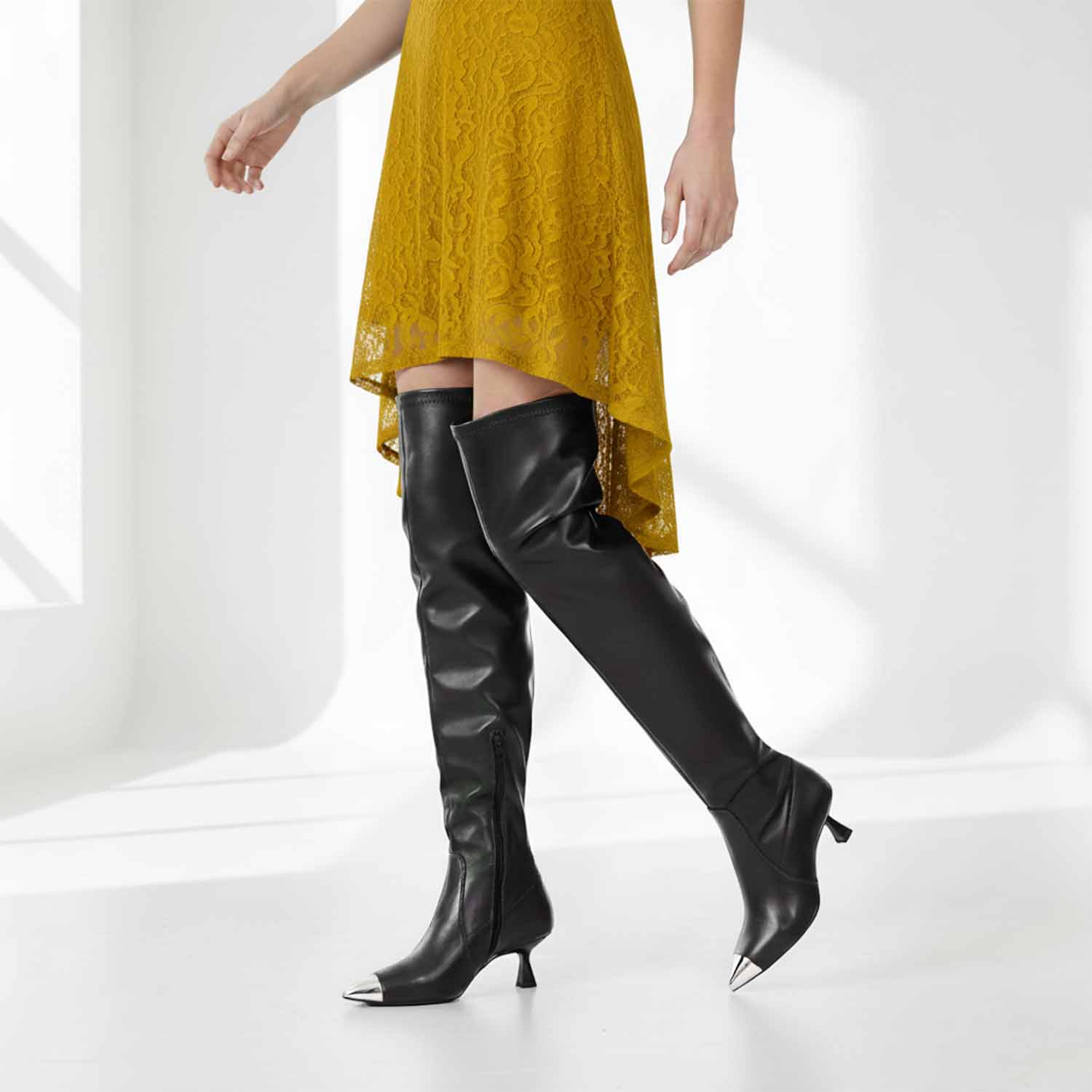 Saint Laurine Black Stretch Napa Above The Knee Boots - Image 2