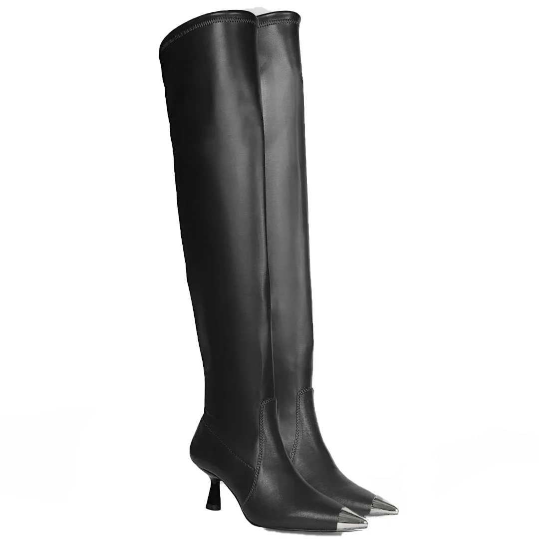 Saint Laurine Black Stretch Napa Above The Knee Boots - Image 3