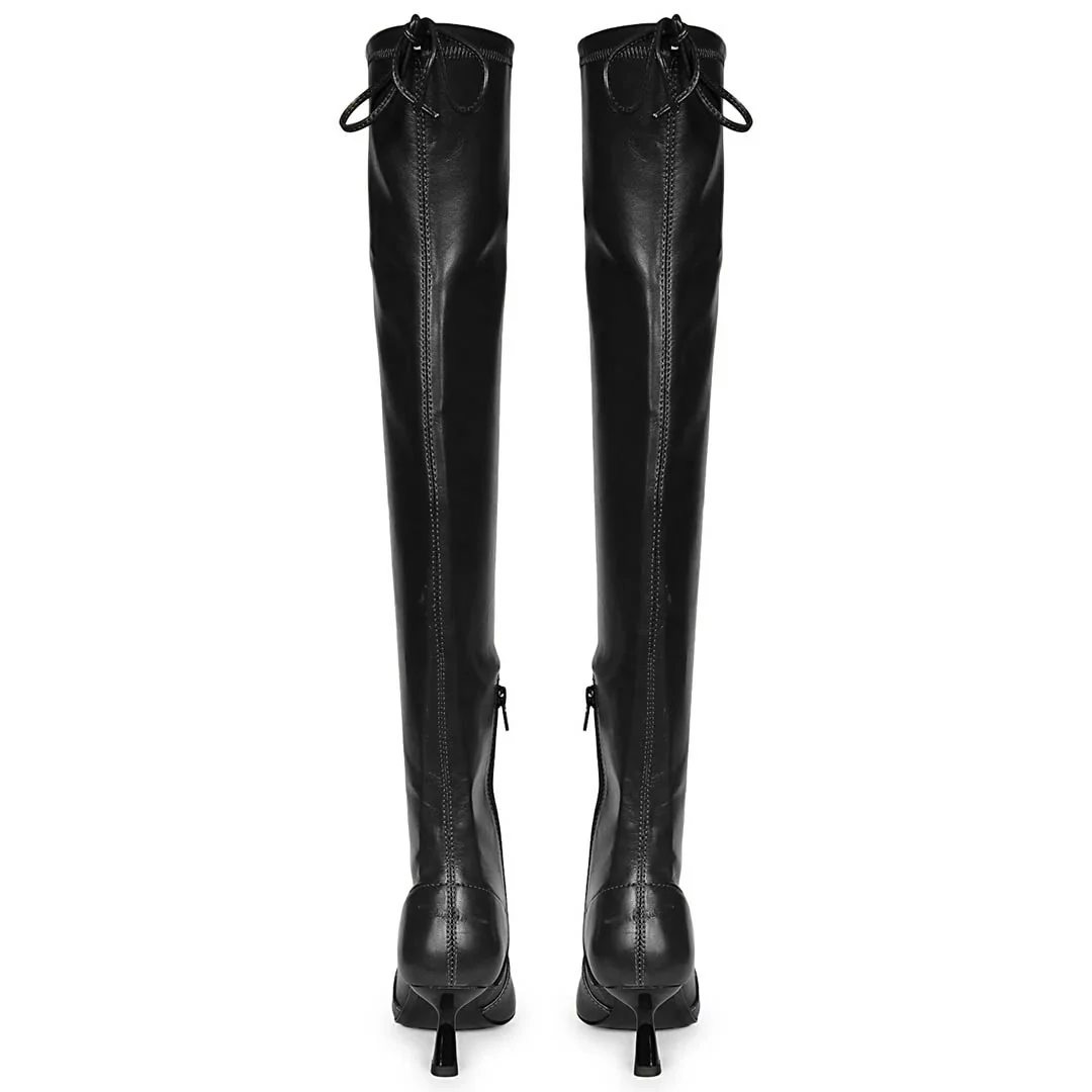 Saint Laurine Black Stretch Napa Above The Knee Boots - Image 4