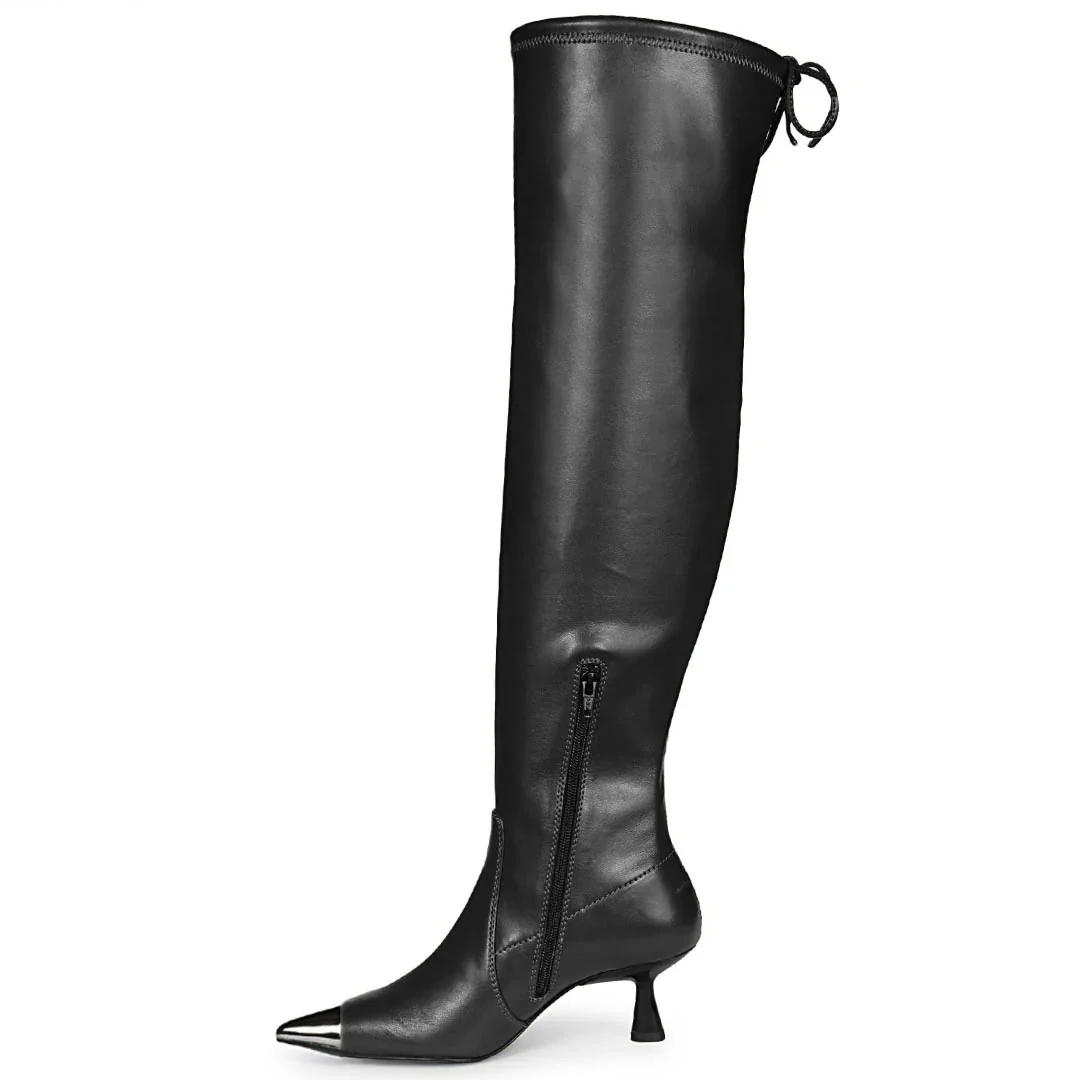 Saint Laurine Black Stretch Napa Above The Knee Boots - Image 5