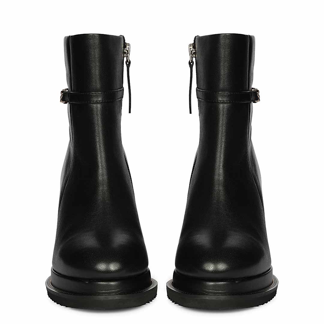 Saint Layana Black Leather Inner Wedge Heel Ankle Boots - Image 4