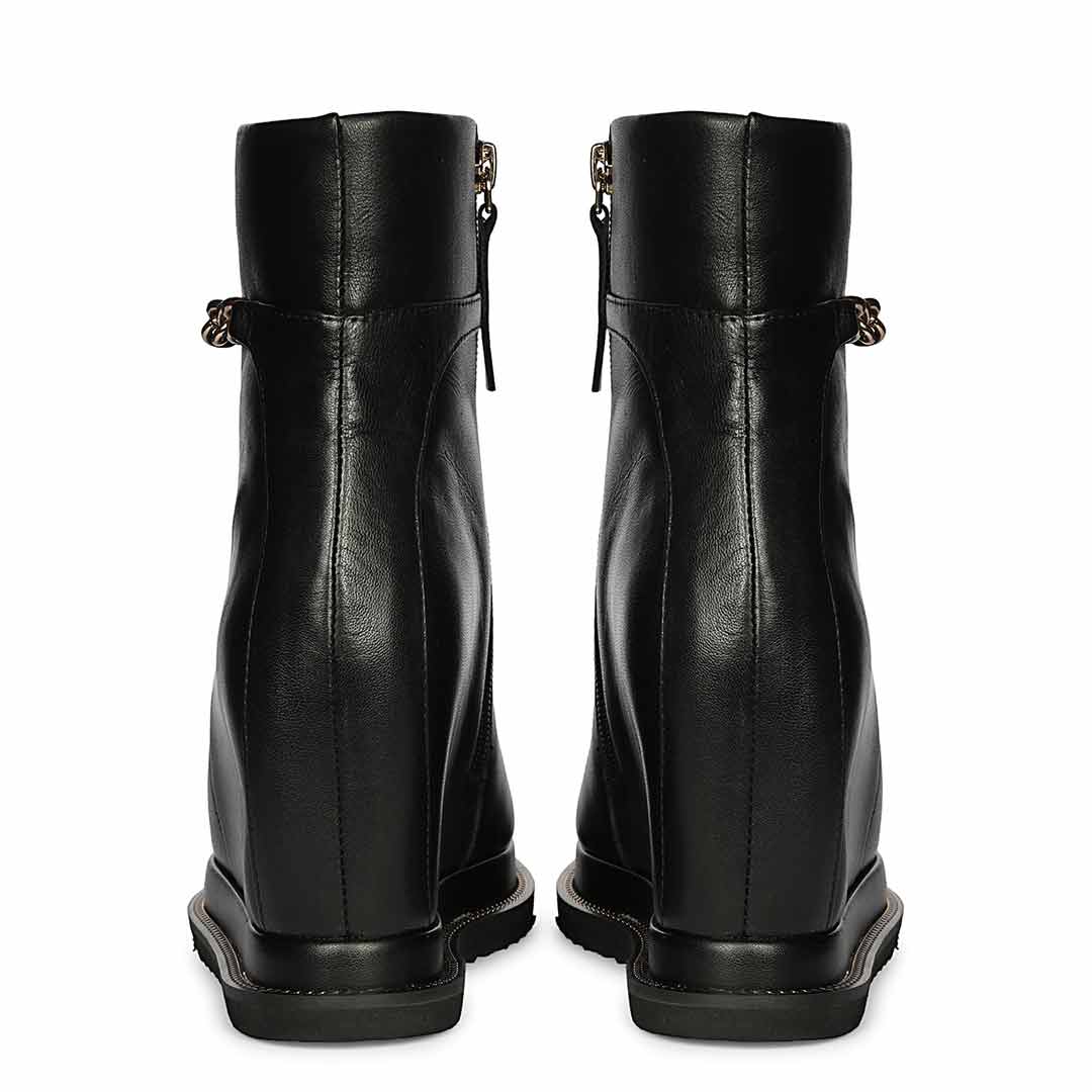 Saint Layana Black Leather Inner Wedge Heel Ankle Boots - Image 5