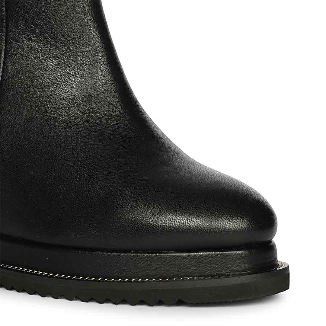 Saint Layana Black Leather Inner Wedge Heel Ankle Boots - Image 7