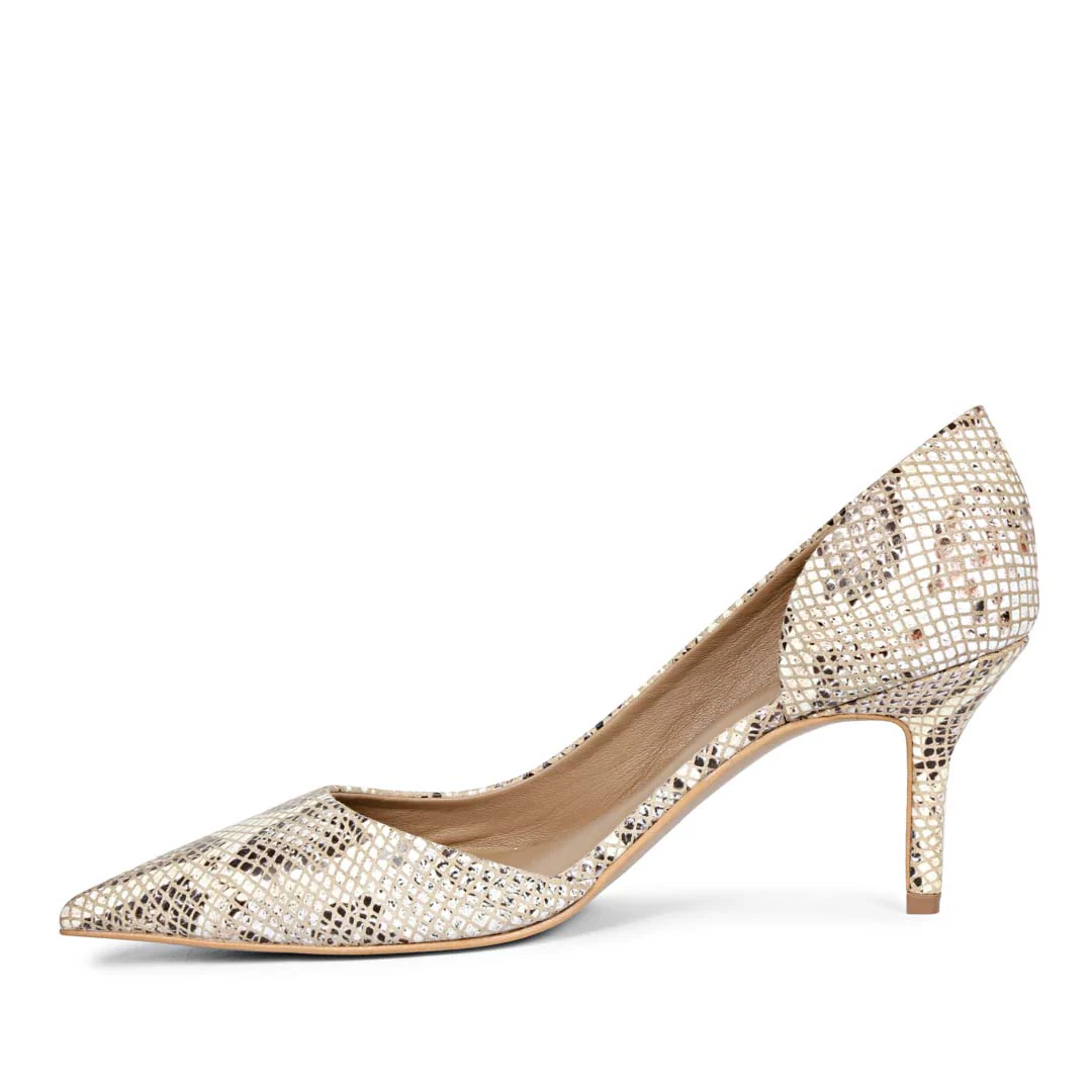 Saint Layla Beige Snake Print Leather Pumps - Image 4