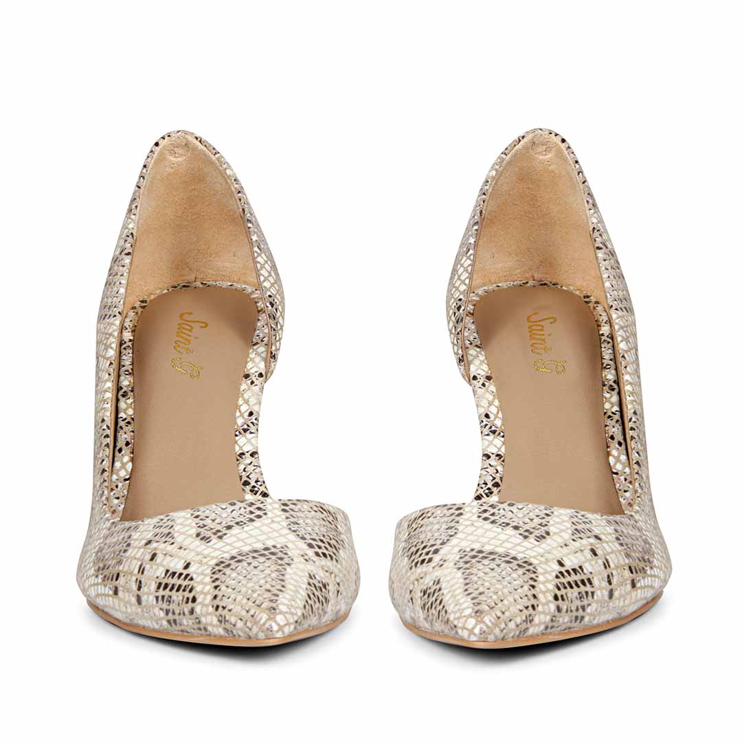Saint Layla Beige Snake Print Leather Pumps - Image 5