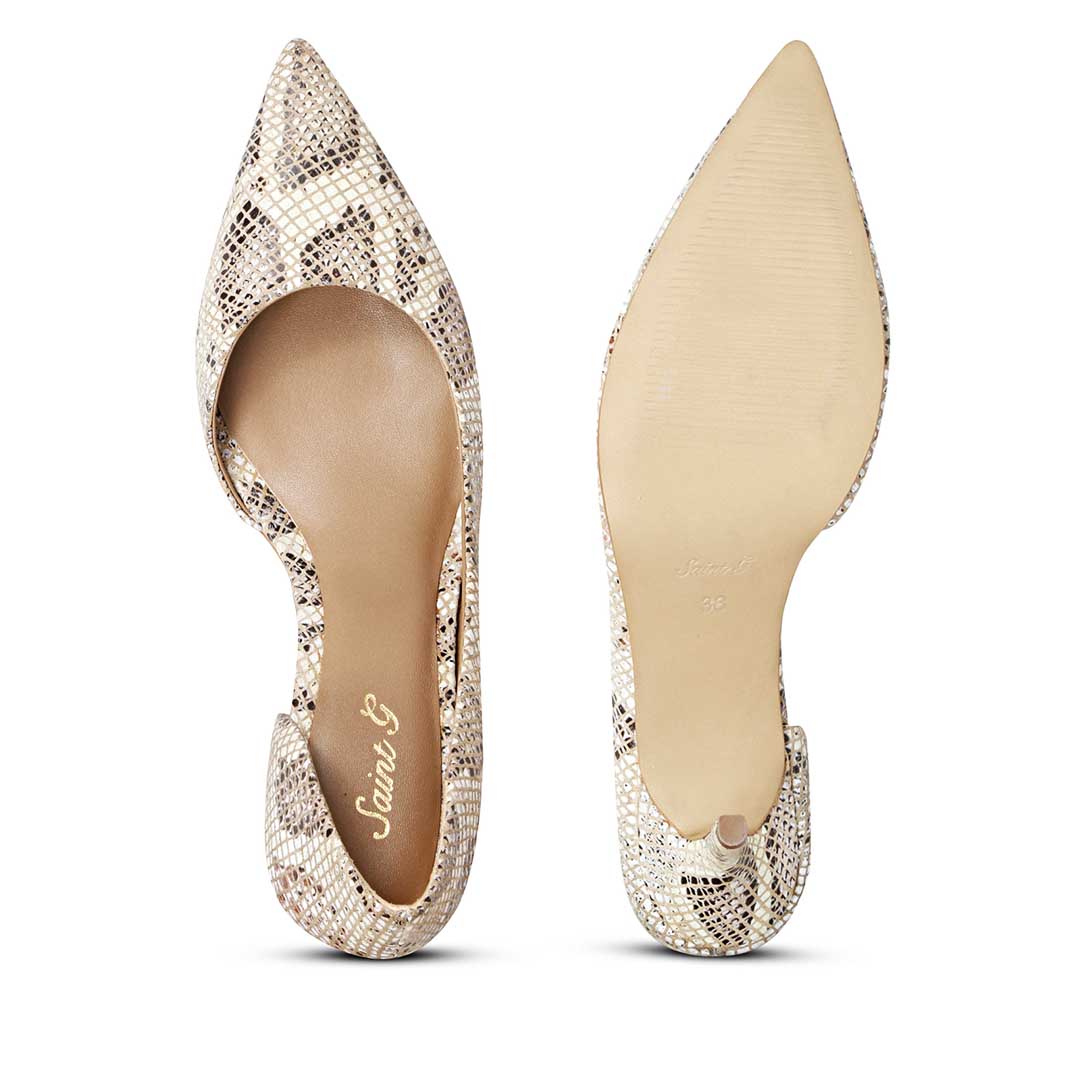 Saint Layla Beige Snake Print Leather Pumps - Image 7