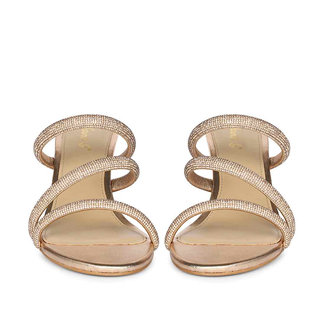 Saint Layla Crystal Cord Rose Gold Leather Stilettos - Image 4
