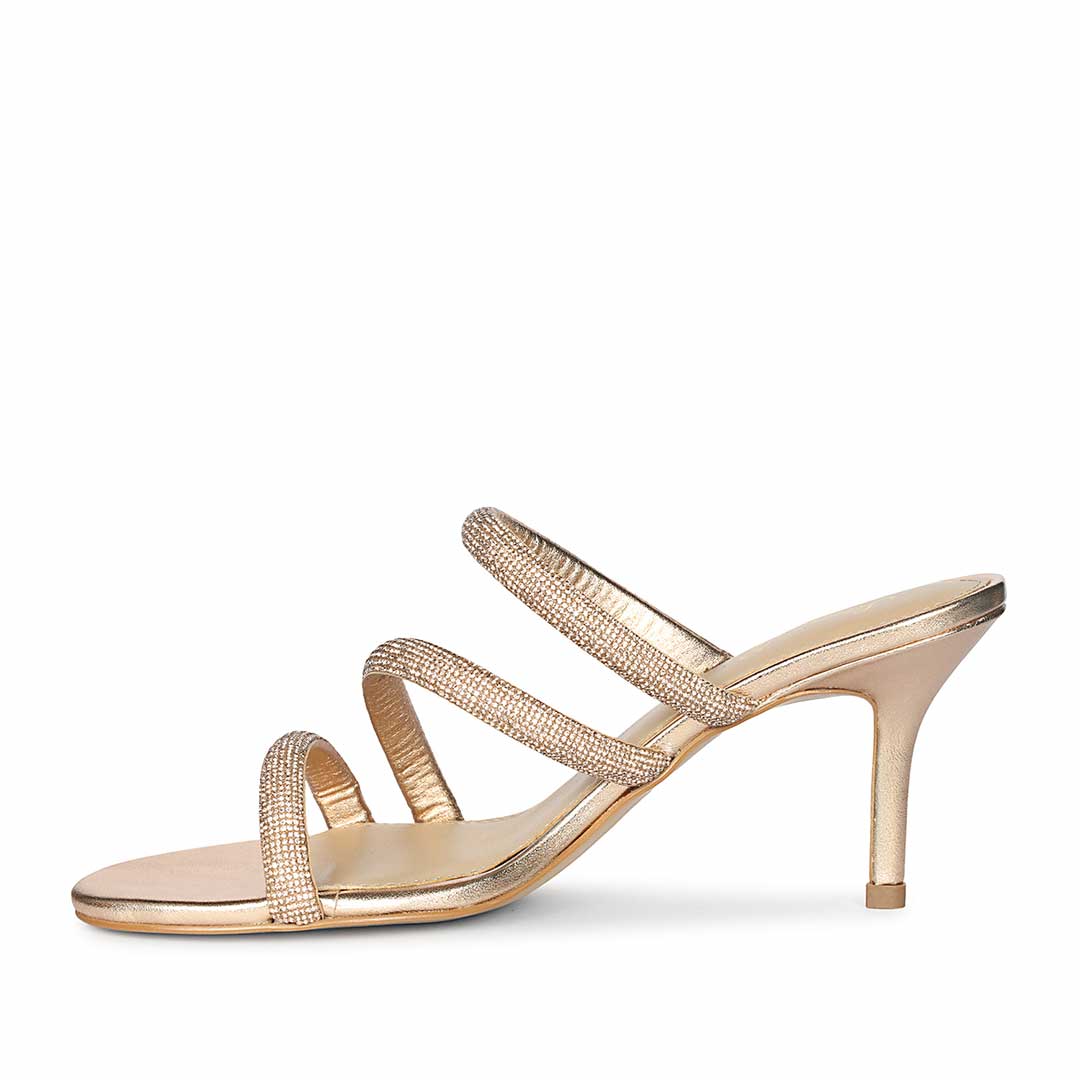 Saint Layla Crystal Cord Rose Gold Leather Stilettos - Image 6