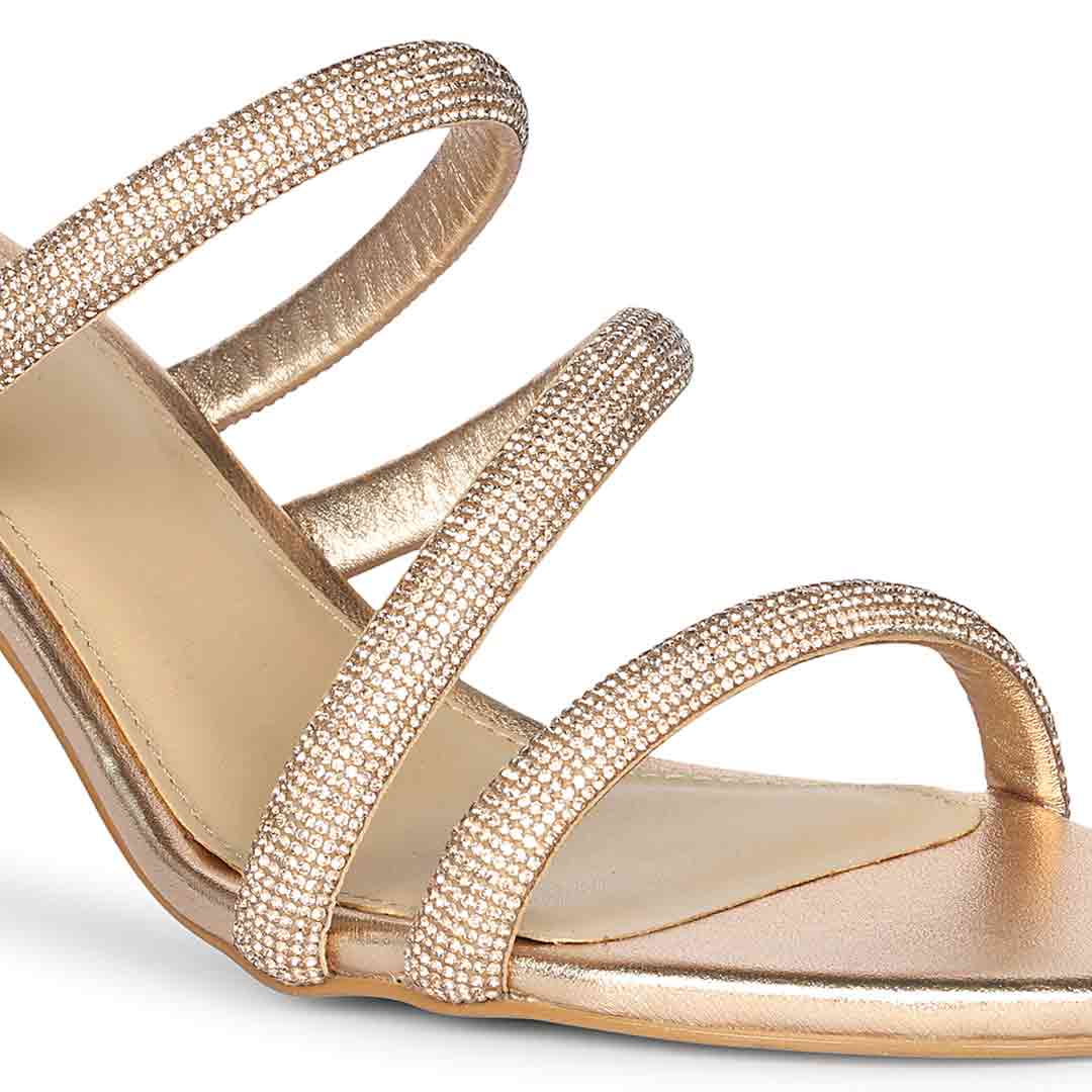 Saint Layla Crystal Cord Rose Gold Leather Stilettos - Image 8