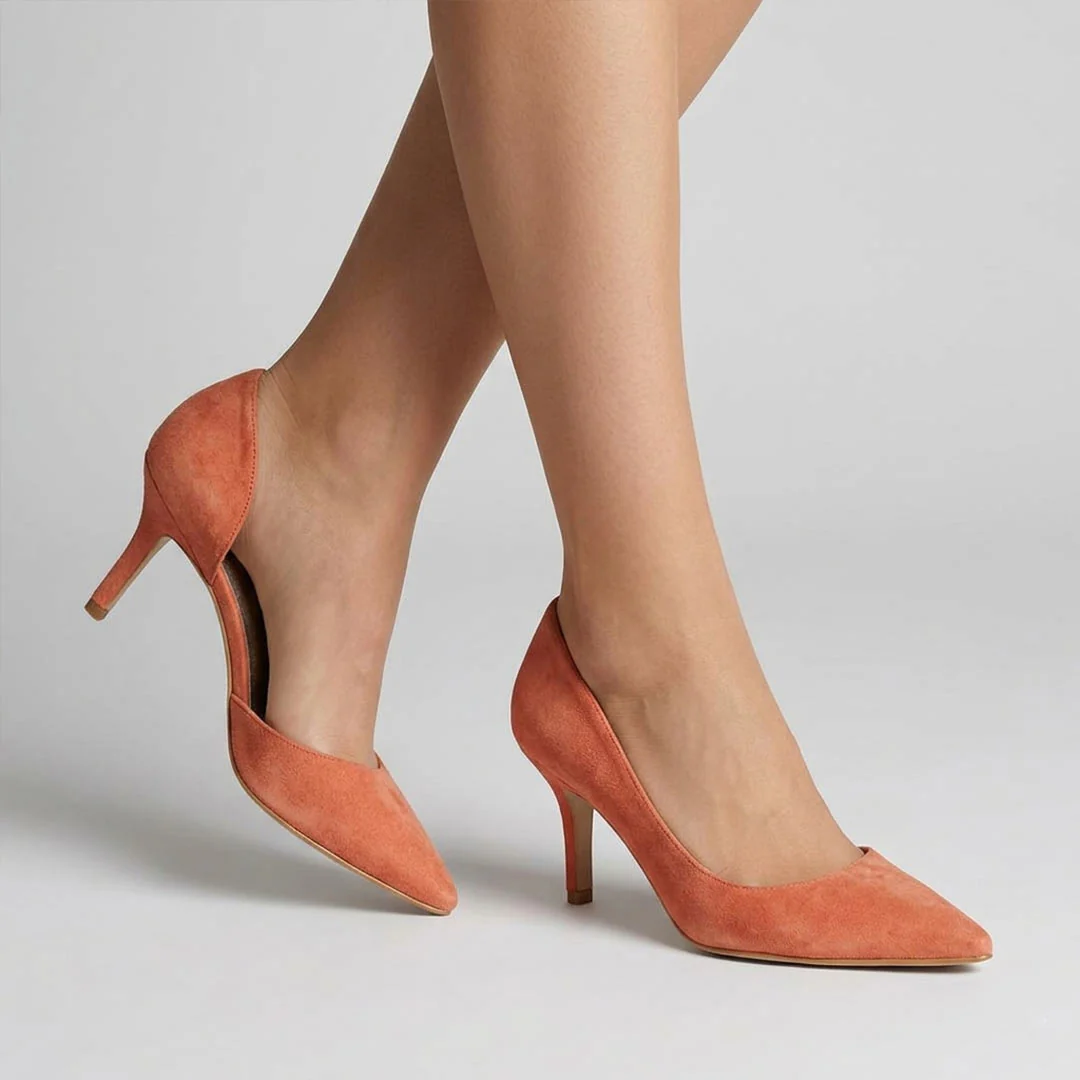 Saint Layla Orange Suede Leather Pumps - Image 2